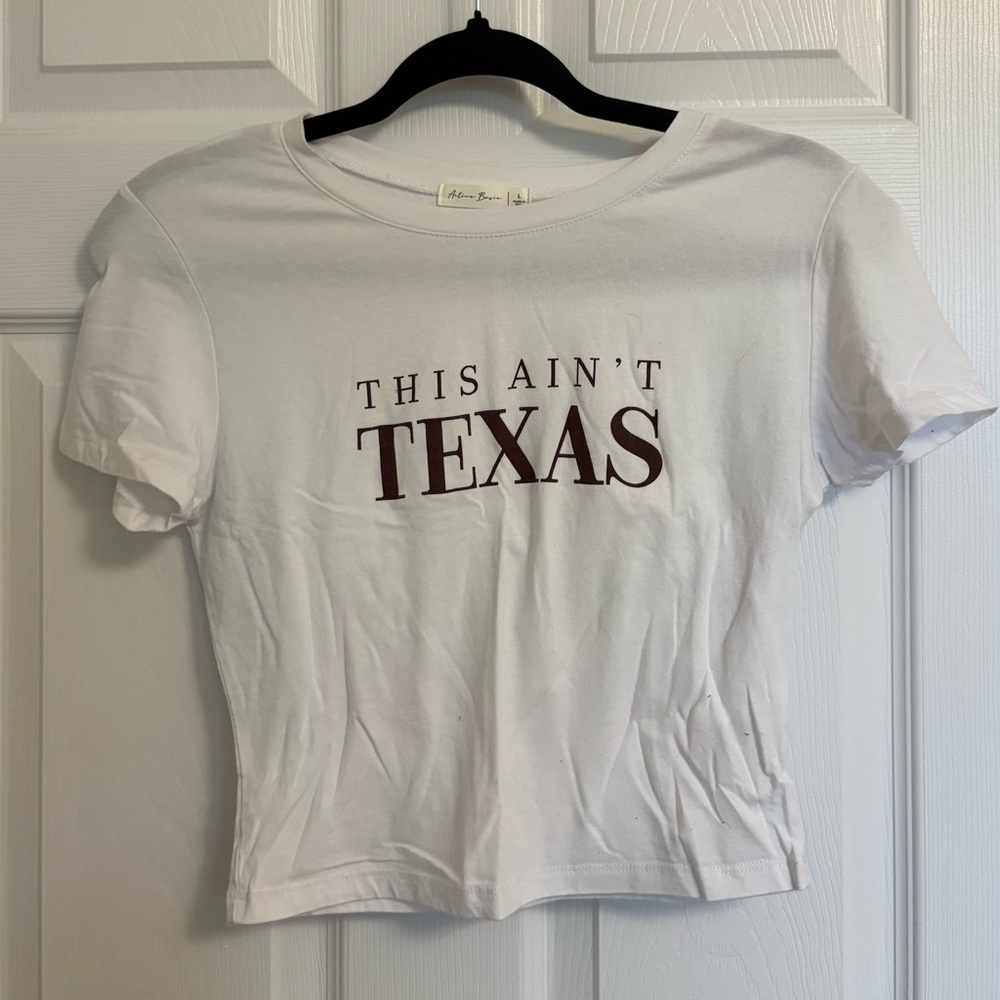 White Graphic Tee with Texas Print